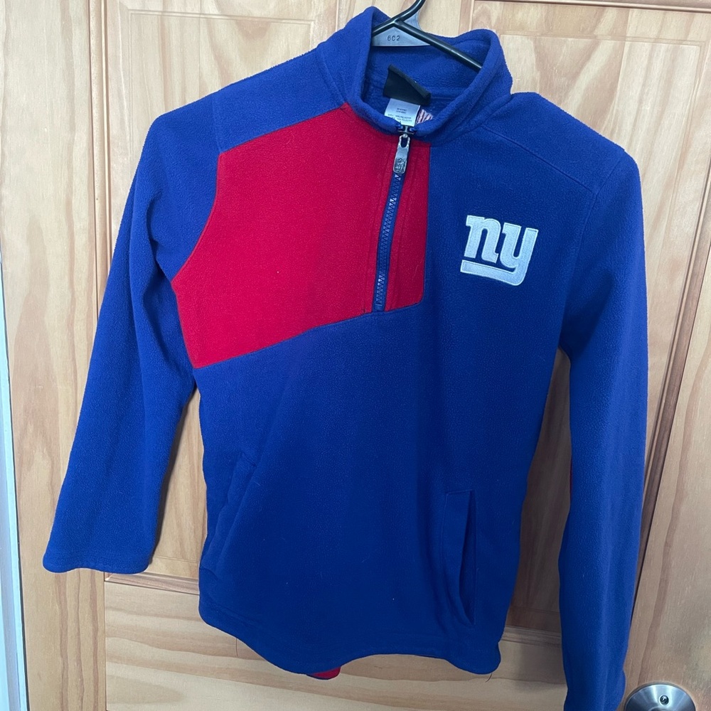 Boys Size Small (8) NFL New York Giants 3/4 Zip Up Fleece